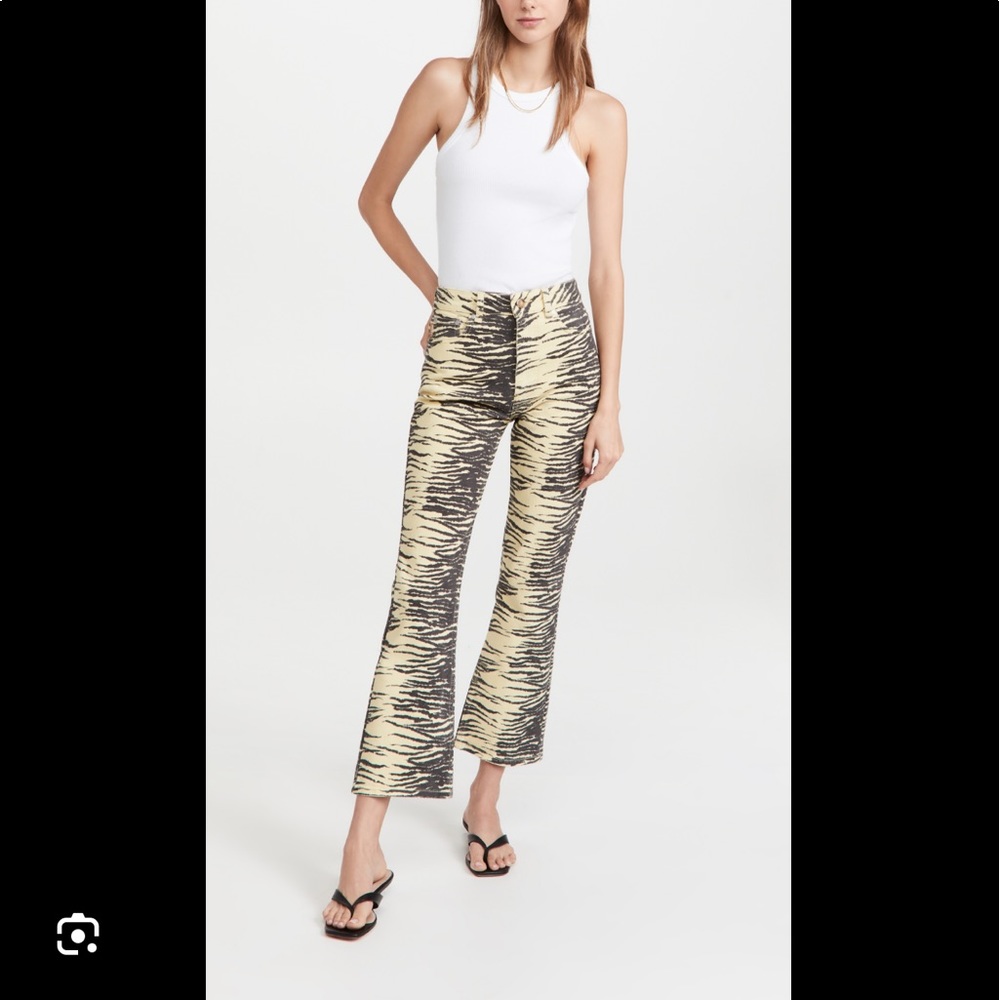 Ganni tiger print denim jeans